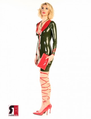 Damen Latex knielanges Kleid